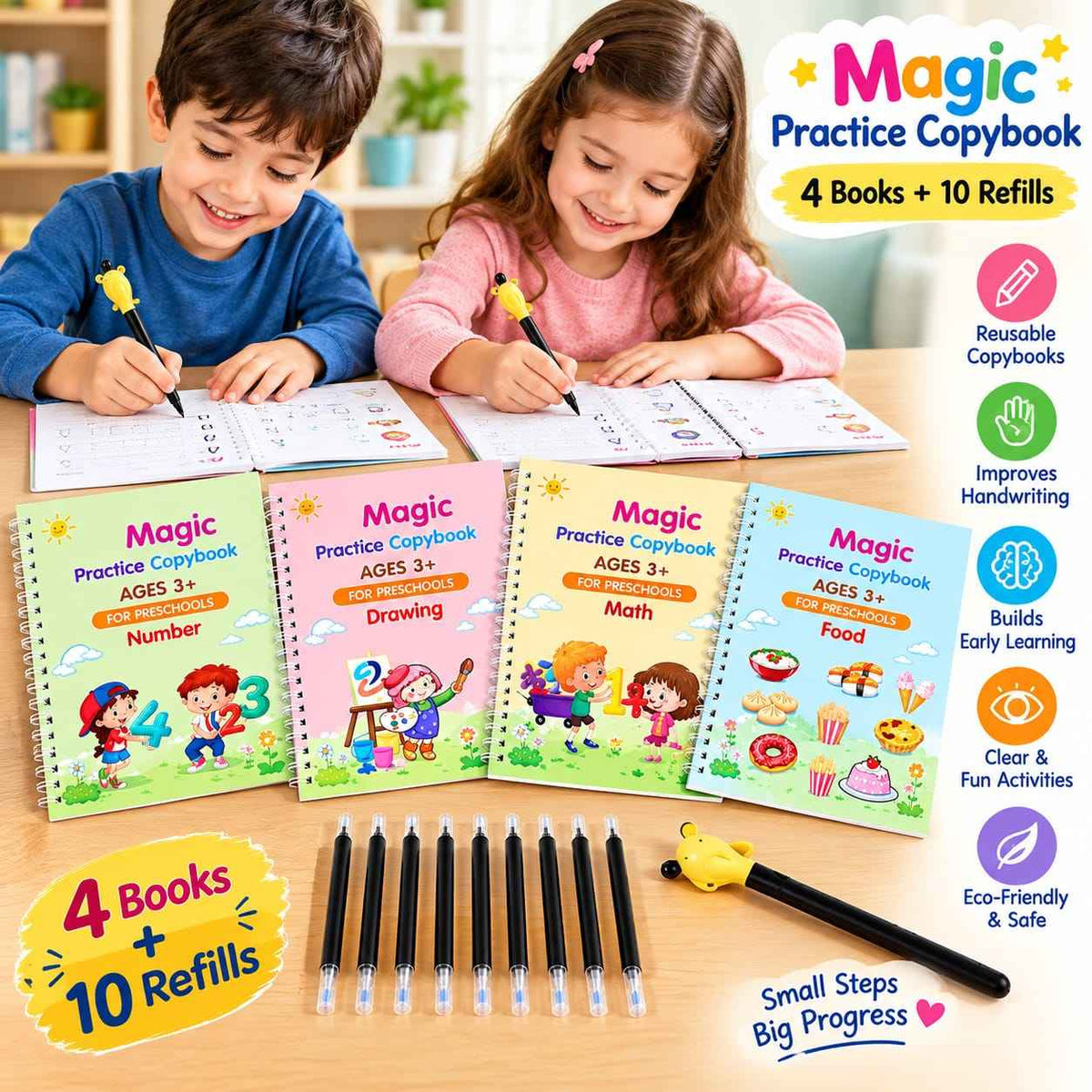Magic Practice Copybook Set – Fun & Reusable Learning ✍️📚