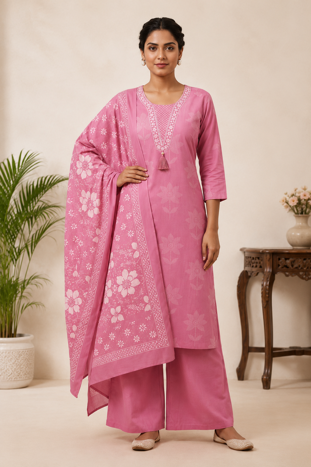 Graceful Pink Ethnic Set