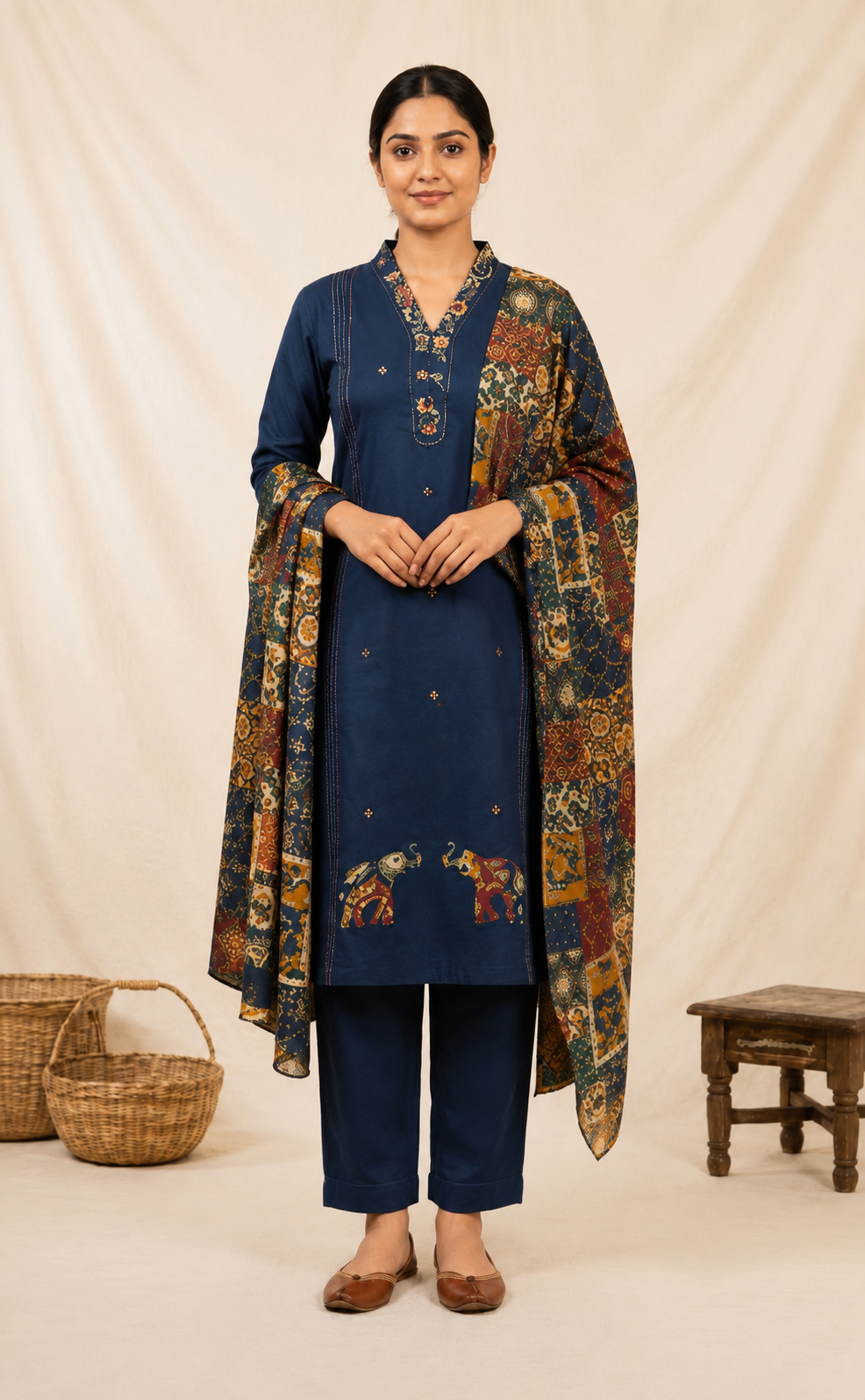 Designer Navy Palazzo Suit